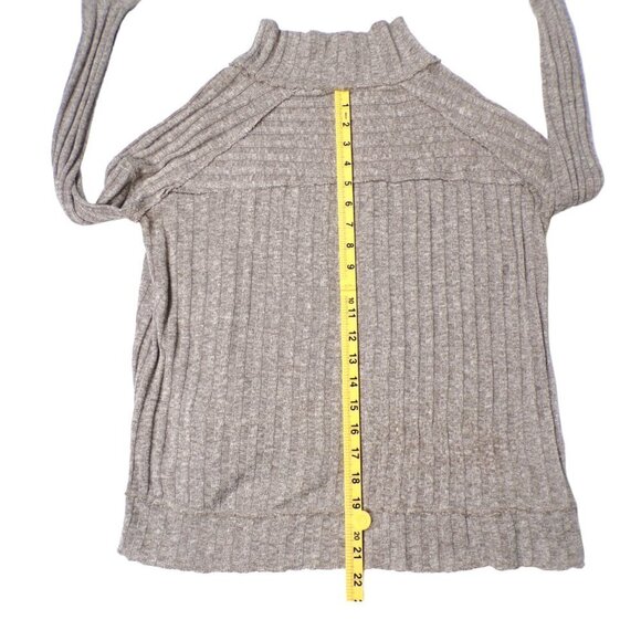 Free People Mock Neck Long Sleeve Ribbed Sweater Taupe XS #869 - Picture 5 of 9